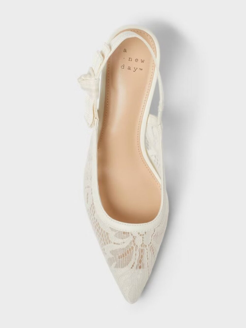 A New Day Milan Cream Lace Slingback Kitten Heels NWT Size 6.5 8.5 - Picture 5 of 6